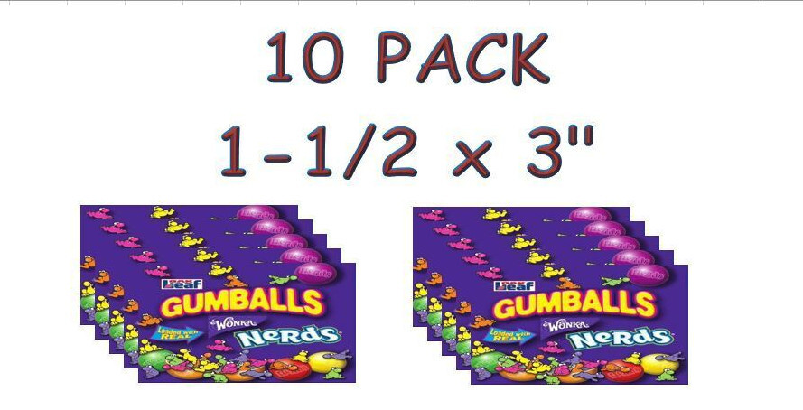 10 PACK Candy Vending Machine Label Sticker Decal 1.5 x 3"
