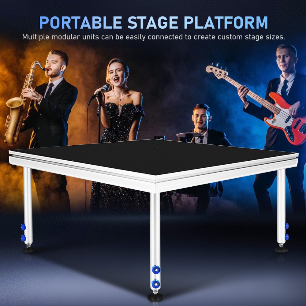 TOYANDONA Portable Stage with Height Adjustable Riser 24" -40" Platform Modular