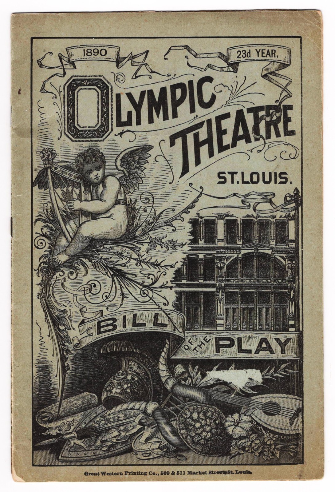 Edwin Booth "RICHELIEU" Helena Modjeska "HAMLET" Olympic 1890 St. Louis Program