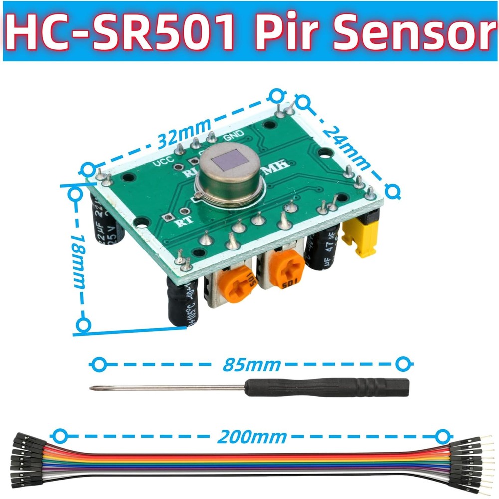 3 Pcs HC-SR501 PIR Motion Sensor Miniature Human Infrared Sensing Module Comp...