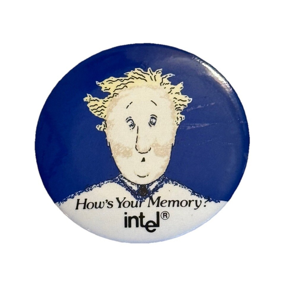 Vintage Intel Computer IT PC Memory Processor Microchip Tech Pin Pinback Button