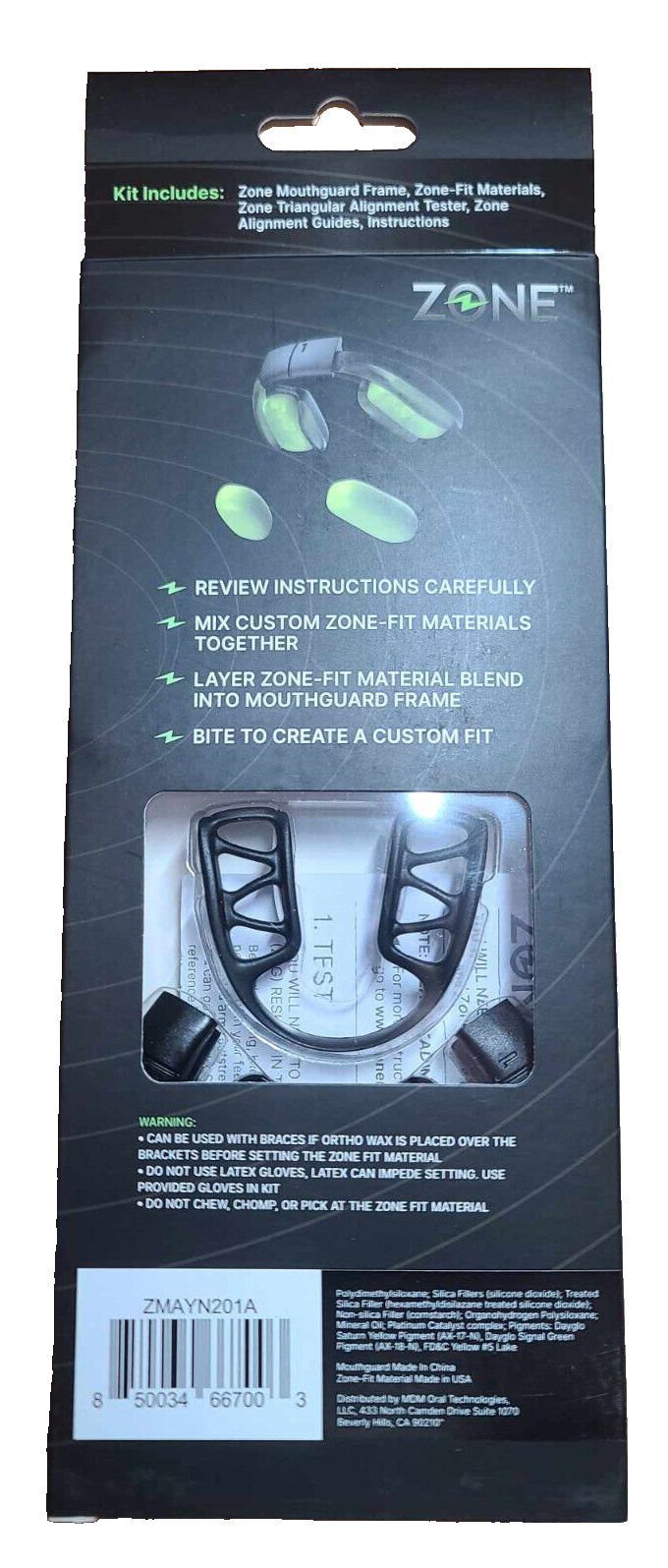 Zone Performance Mouth Guard Custom Fit No-Boil Technology Electric Yellow NEW!