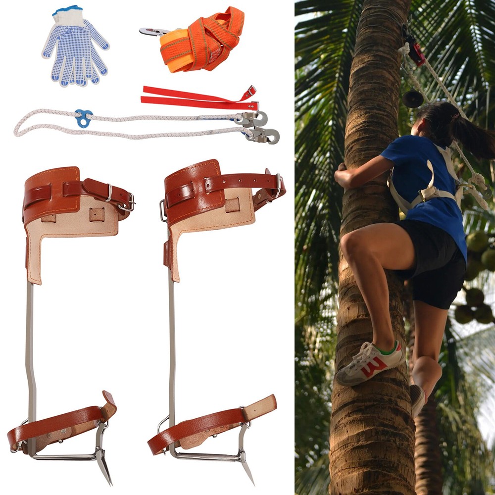 Tree Climbing Spike Set Adjustable Pole Climbing Spurs Tool Climber Strap Gaffs