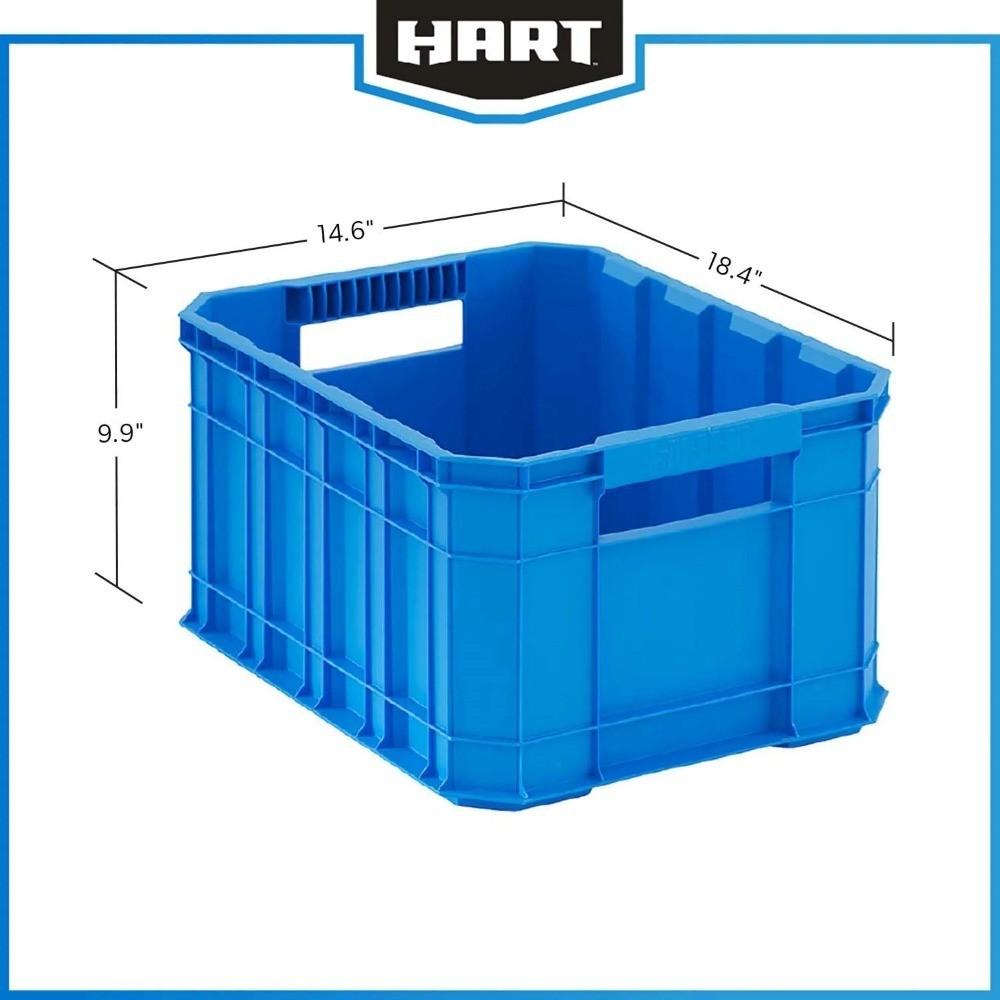Stackable Plastic Storage Crate 8.5 Gallon Blue Heavy Duty Utility Box Container