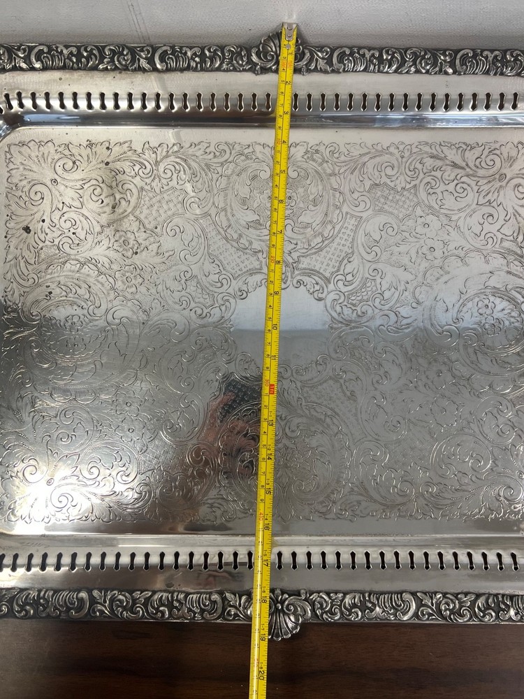 Silver on Copper Large Serving Tray GCP .925 Plating 19.5”x30.75” Vintage