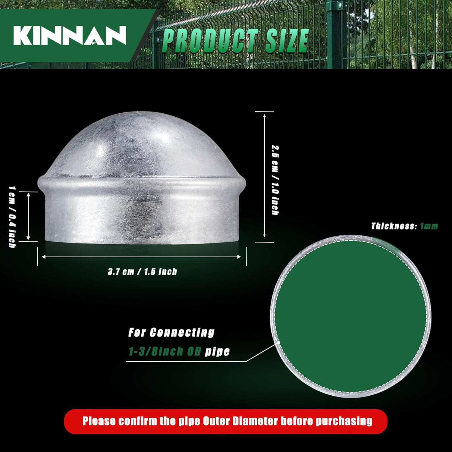 Chain Link Fence Post Caps, 1-3/8In Fence Post Connecting Cap, Galvanized Steel