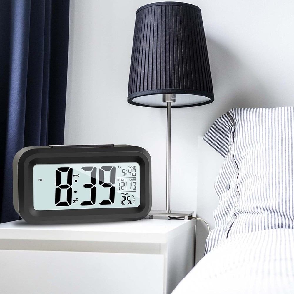 Alarm Clocks for Bedrooms,Digital Clock with LCD Black