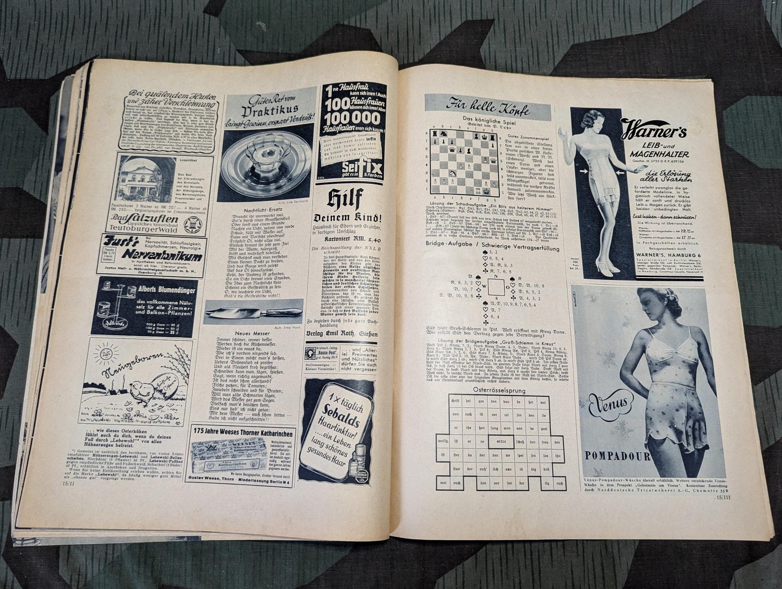 Pre WWII German Die Neue Gartenlaube Magazine 2 April 1938 Heft 15 1930s Fashion