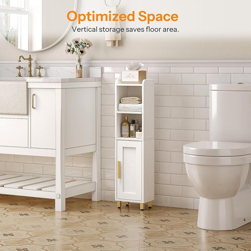 Space Saving Bathroom Cabinet Adjustable Shelf Metal Legs Storage Solution New