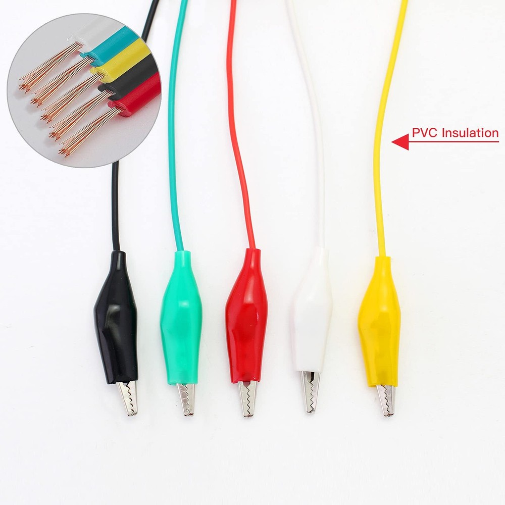 30-Piece Alligator Clips with Insulated Test Cables for Electrical & Testing Use