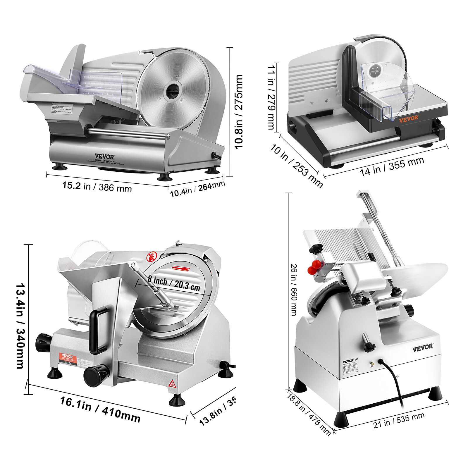 VEVOR Commercial 7.5"/8"/10"/12" Electric Meat Slicer Blade Deli Food Cutter