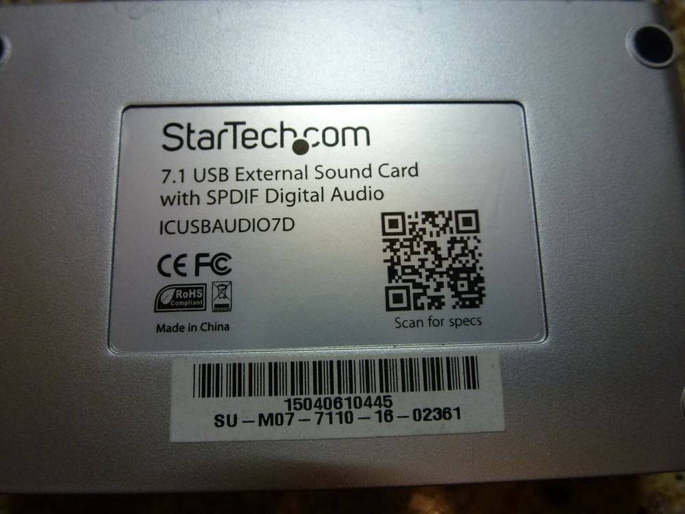 StarTech.com ICUSBAUDIO7D 7.1 USB Audio Adapter External Sound Card
