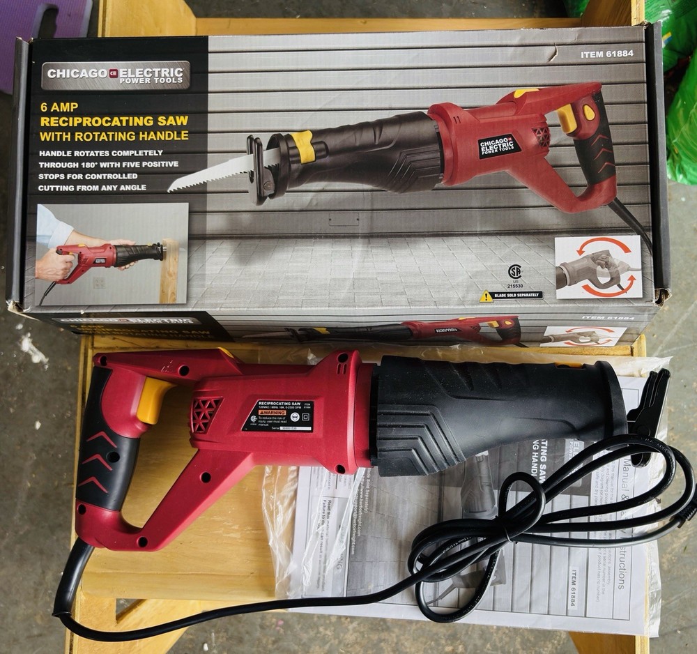 Chicago Electric 6 Amp Reciprocating Saw, Variable Speed Power Tool