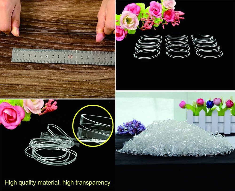 2000 PCS Clear Elastic Mini Ponytail Rubbers Ties, Soft Non-Slip Small
