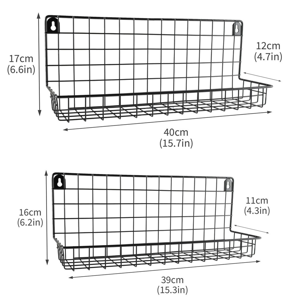 2 Pcs Hanging Wall Wire Baskets,Shower Caddy Shelf Organizer Rack,Wall Mounte...