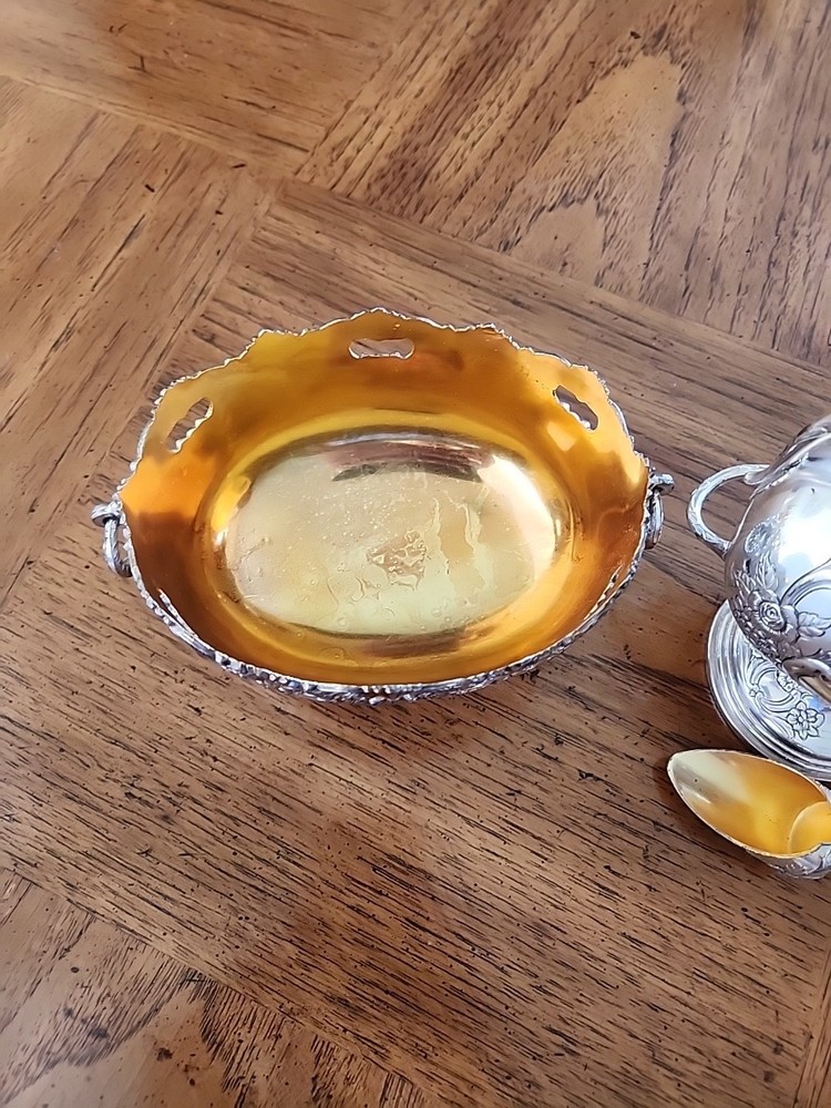 Antique Silver Plated Candy Dish And Sugar Bowl
