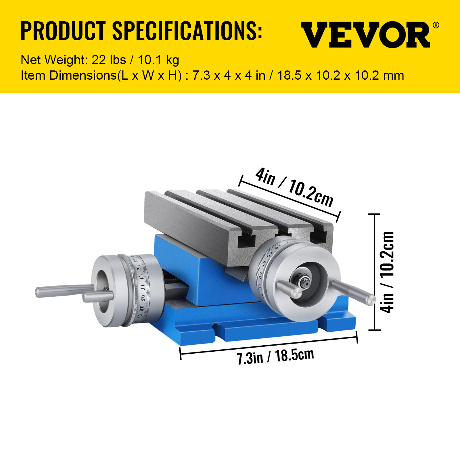 VEVOR Milling Drilling Machine Worktable Cross Slide Table 4" X 7.3" Bench Table