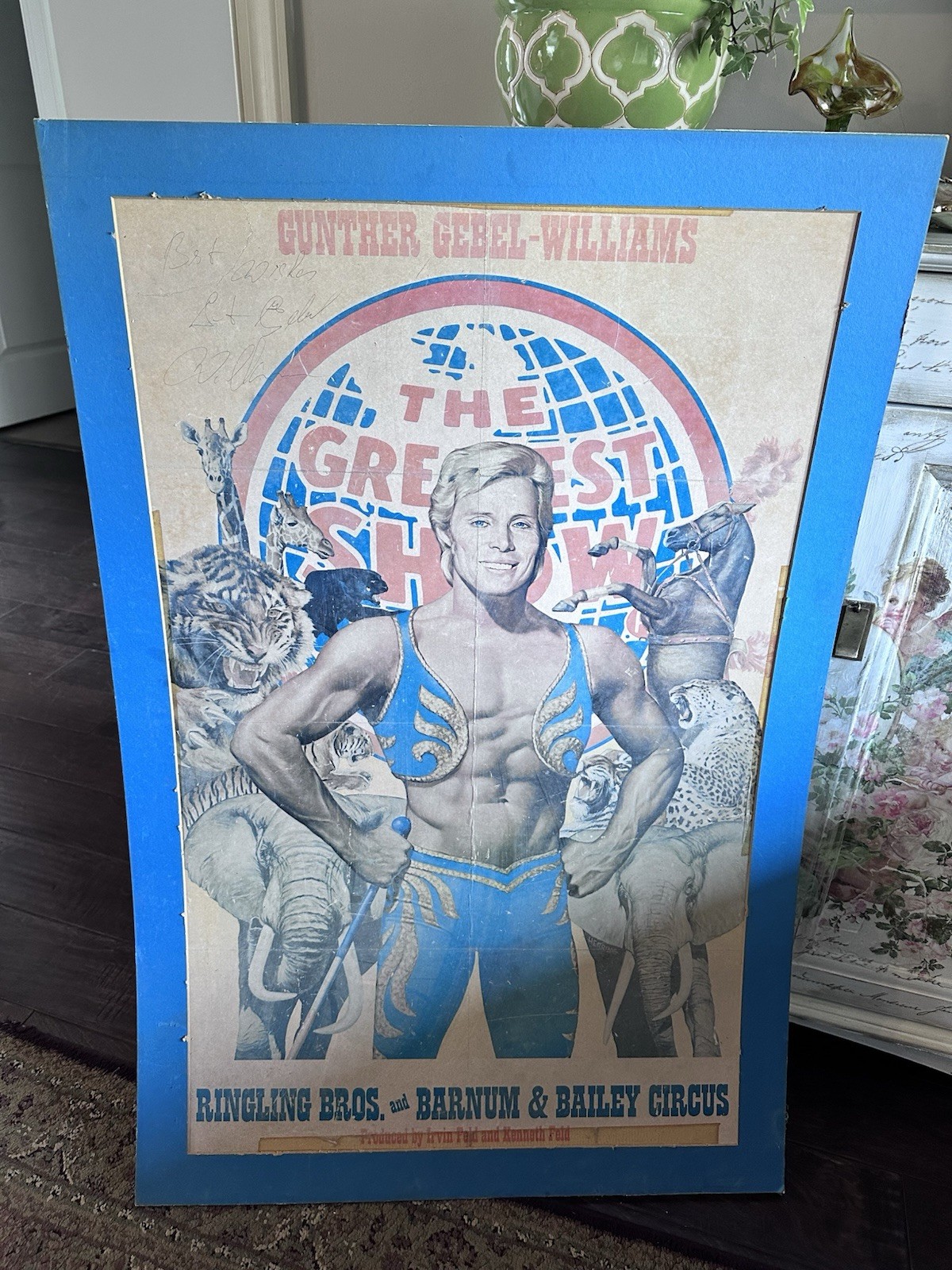 Autographed Poster Gunther Gebel Williams Ringling Brothers Circus Matted Signed