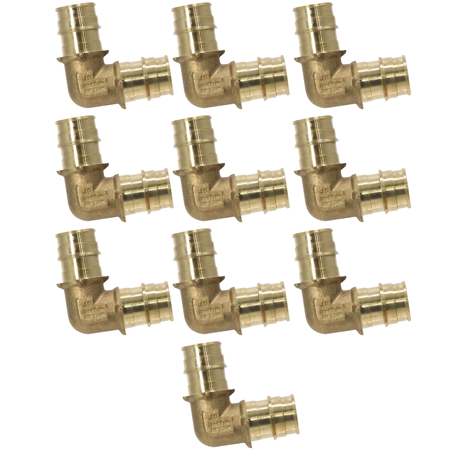 10 Pack  XFITTING 3/4" Pex A Elbow, 3/4 Expansion Elbow, Lead Free Brass