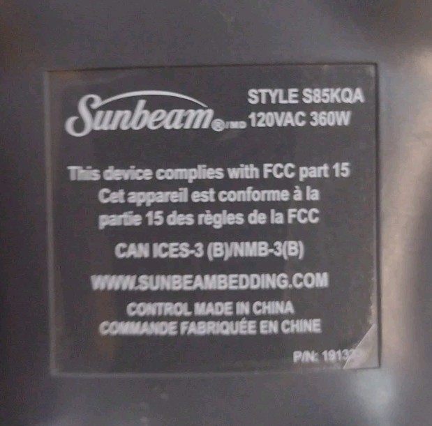 Sunbeam Dual Electric Heating Blanket Controller 4 Prong S85KQA REPLACEMENT LotB