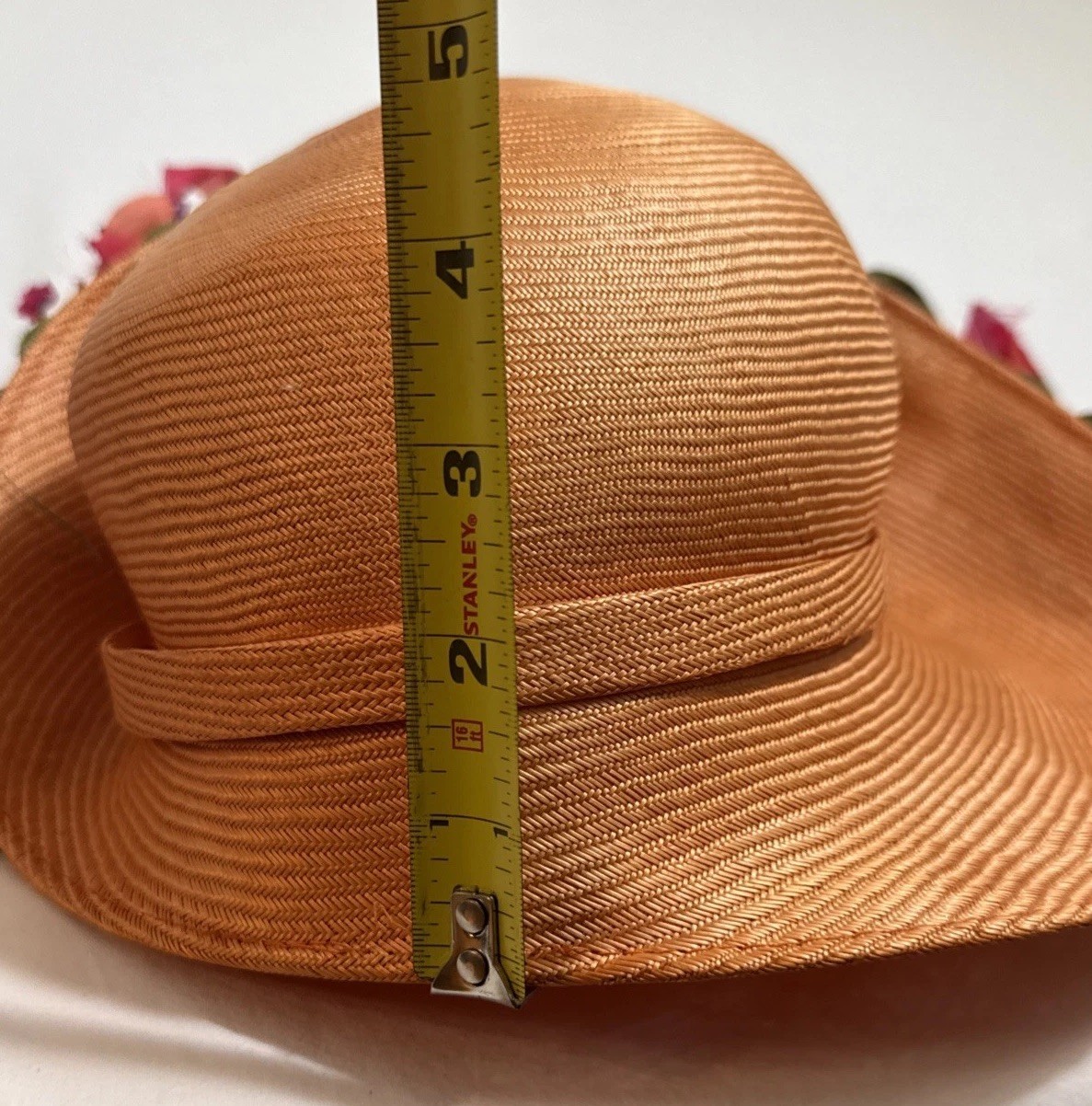 Vintage Jack McConnell Red Feather Edition Hat Floral Boho Derby Designer EUC