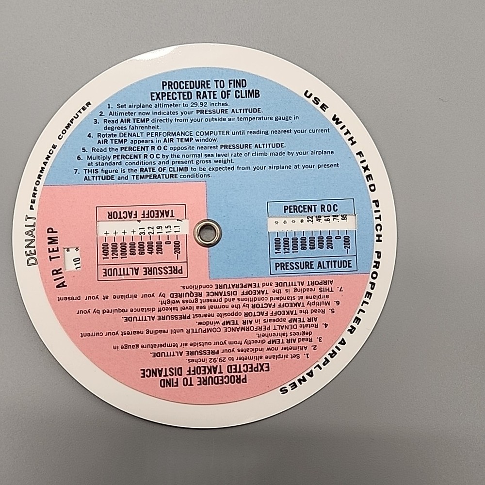 F P Denalt Performance Computer...Use With Fixed Pitch Propeller Airplanes