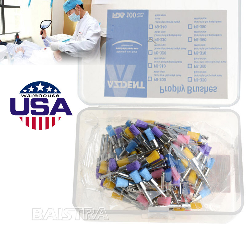 100Pc/P Mixed Color Nylon Latch Flat Polishing Polisher Prophy Bowl Dental Brush
