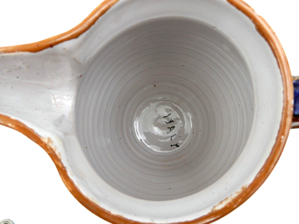 ITALIAN HANDMADE HAND-PAINTED LEAF & NUTS PATTERN CERAMIC JUG OR PITCHER