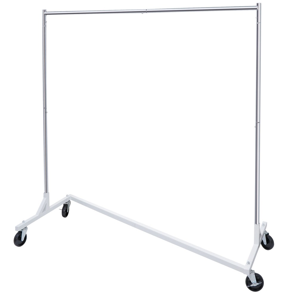 Z-Base Rolling Clothing Rack Movable Rack Clothes Organizer Saving Space
