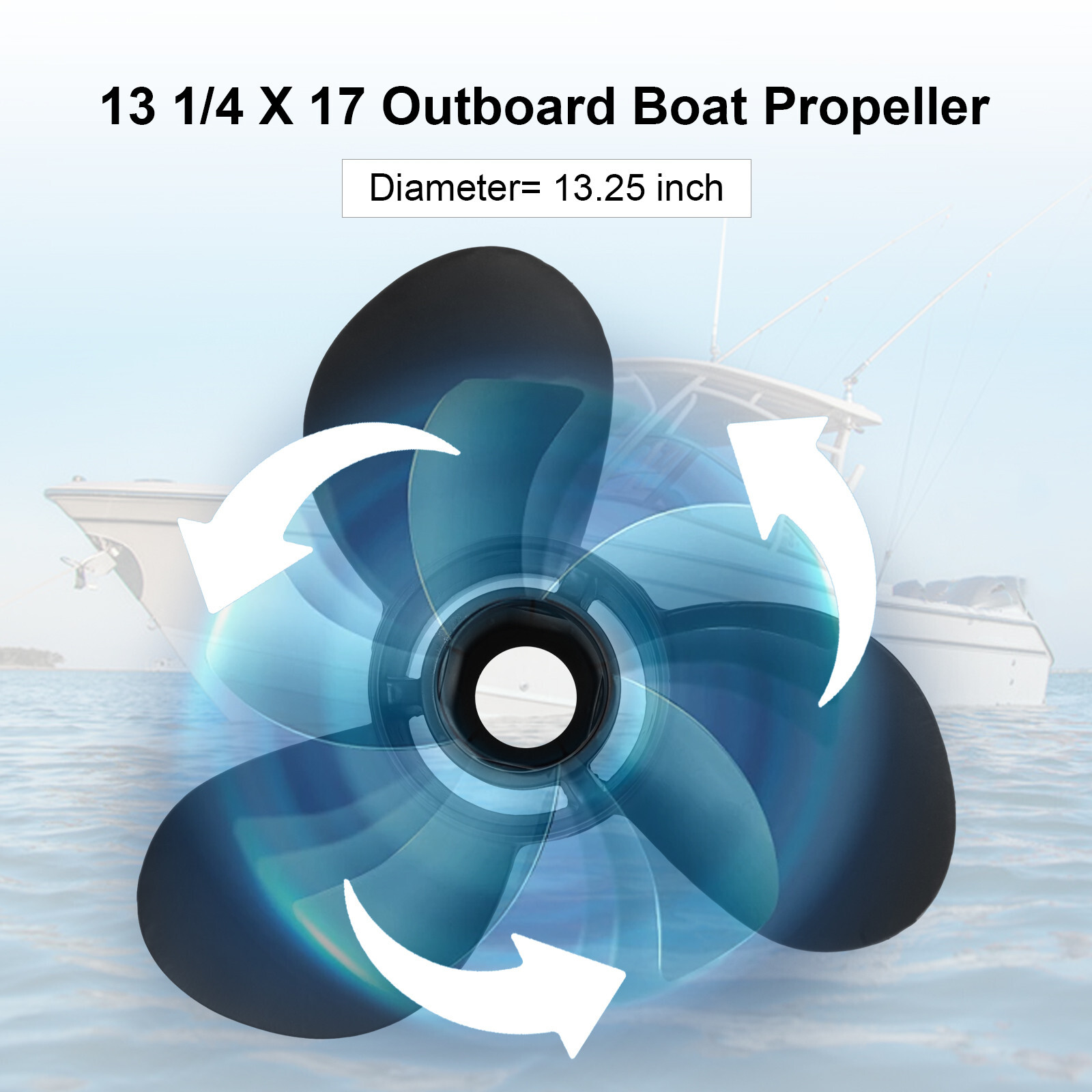 Boat Propeller 13.25"x 17 Pitch for Mercury 48-77344A45 40-140 HP OEM 13-1/4x17P