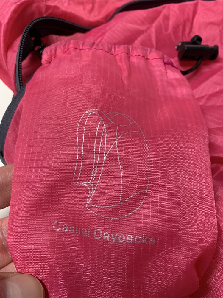 Huwaijianfeng Packable Lightweight Foldable Durable Backpack Daypack Pink Nylon