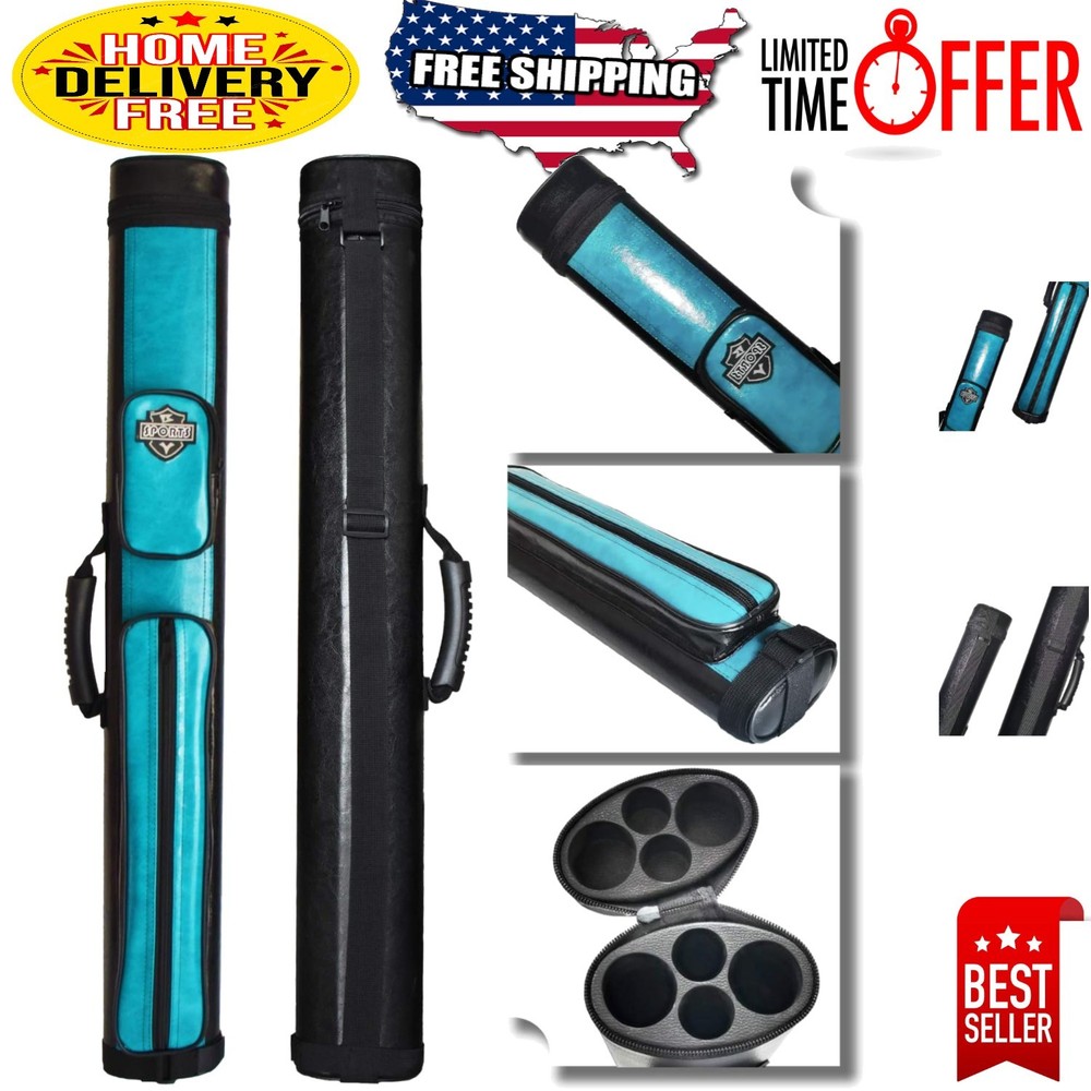 Stylish 2x2 Hard Billiard Cue Case - Adjustable Strap & Waterproof Protection