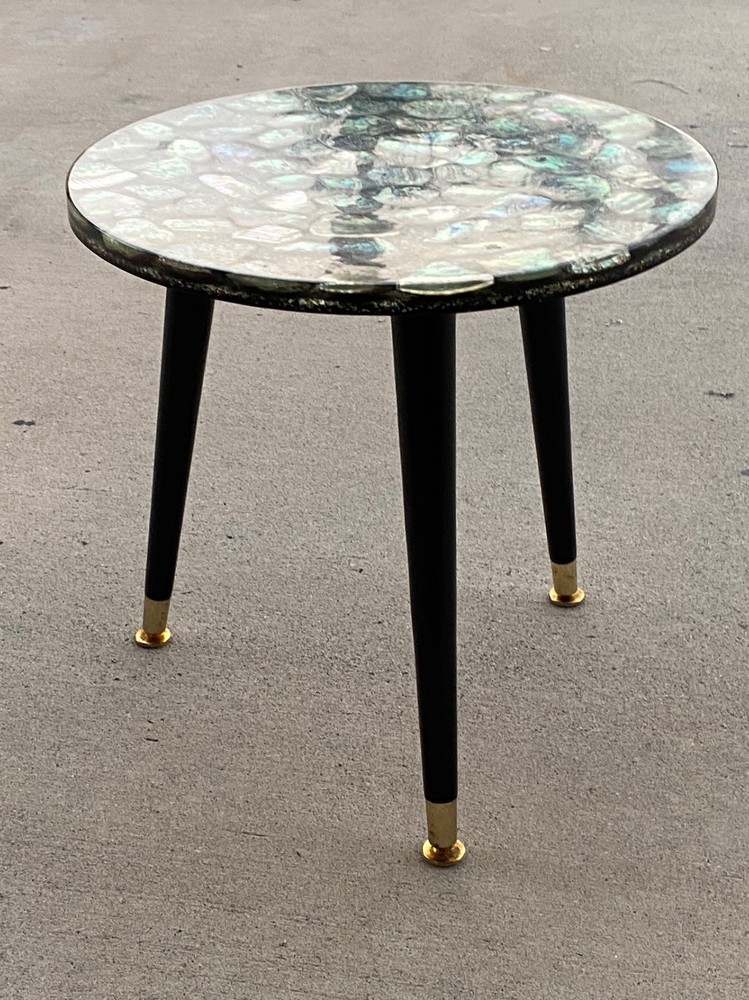 MCM Custom Handmade Large Abalone Shell Side Table Stunning Rare