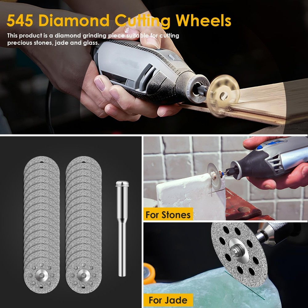 30Pcs 545 Diamond Cutting Wheel Rotary Tool Discs with 6Pcs Silver