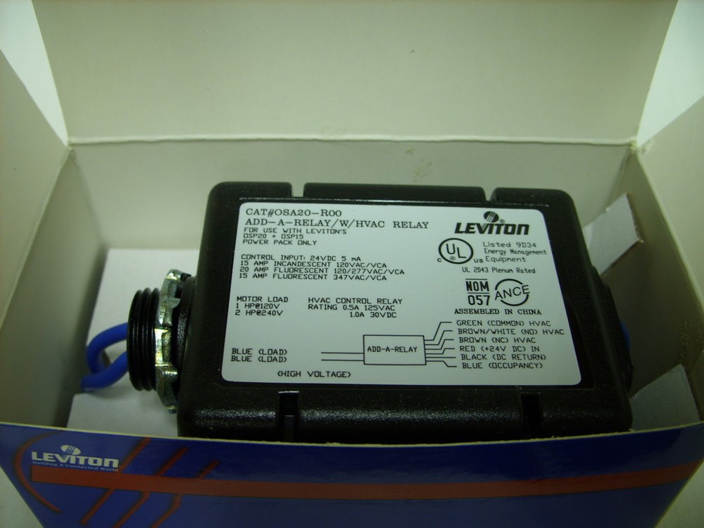 LEVITON - OCCUPANCY SENSOR ADD-A-RELAY - OSA20-R00 *NOS*