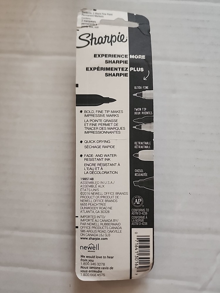 SHARPIE 30162PP Permanent Markers, Fine Point, Black, 2 Count
