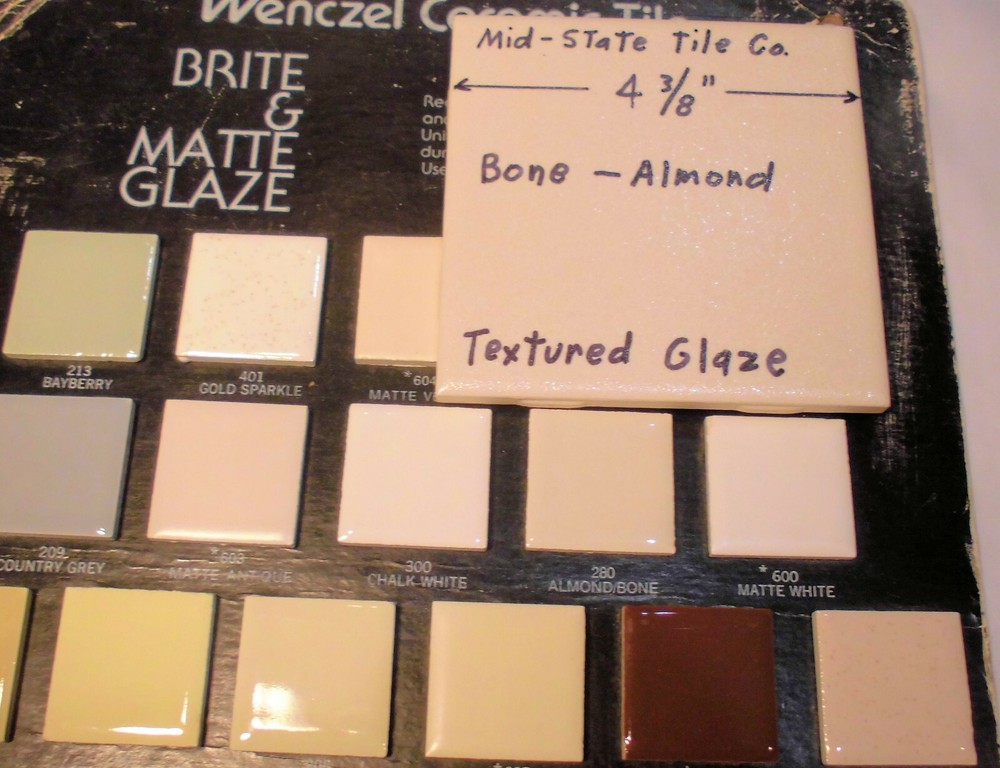1 pc. Ceramic Tile *Bone-Almond* by Mid-State Co. 4-3/8" (NOS) Textured Glaze