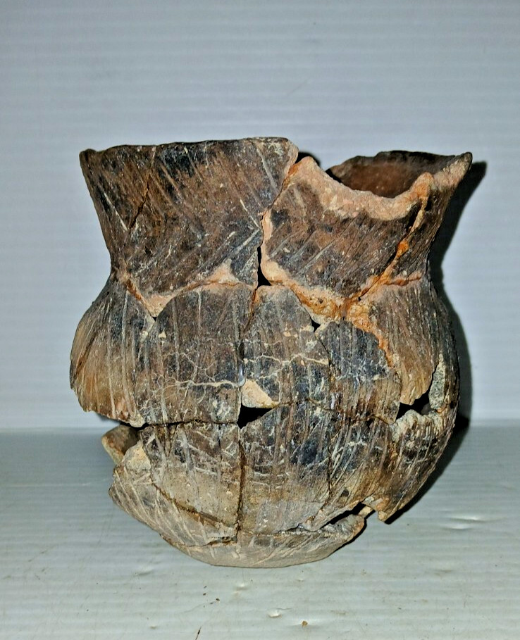 Pre-Columbian Native American Indian Mississippian Partial Pottery Jar Artifact