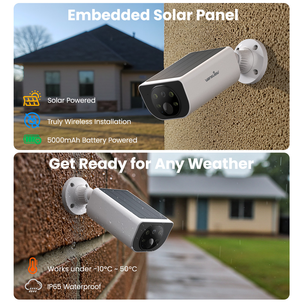 Wansview 3MP Wireless Solar Powered Security Camera Outdoor AI Motion Detection