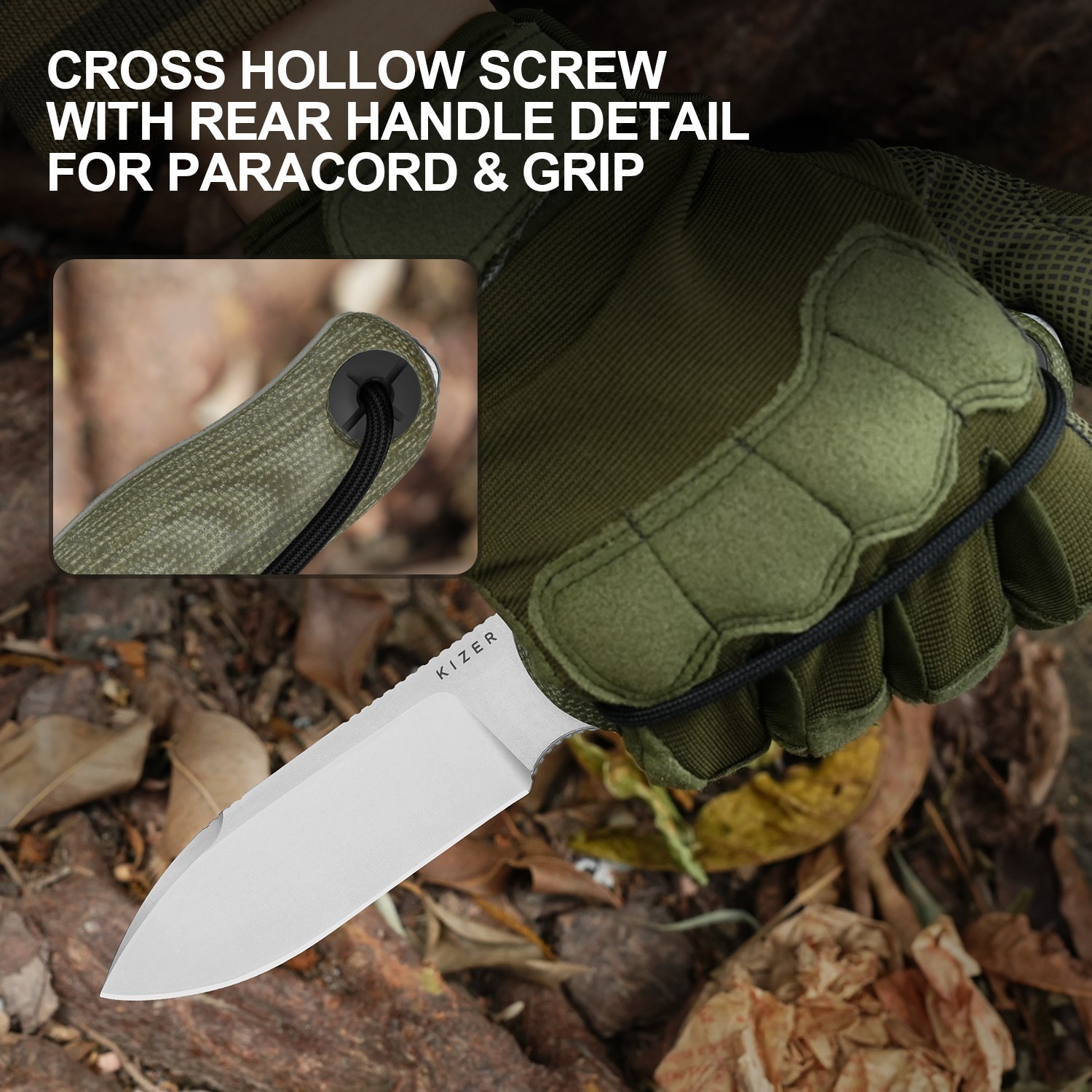 Kizer Drop Bear Fix 3 Fixed Knife 14C28N Blade Micarta Handle Medium Size 1101A2