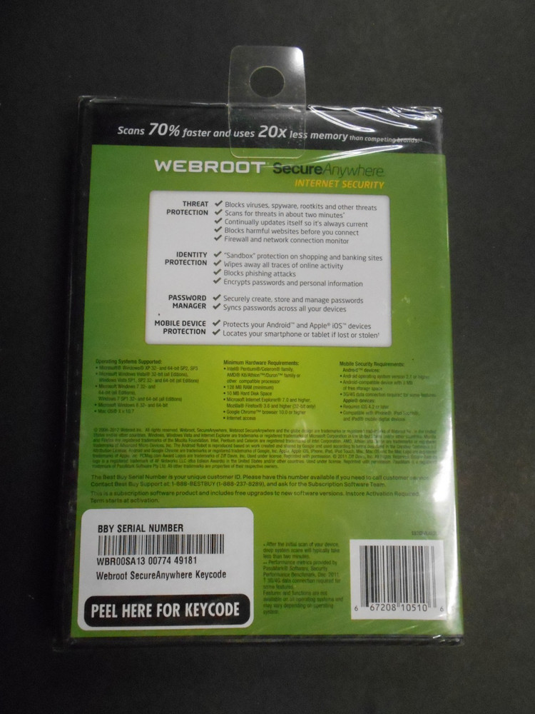 WINDOWS 8 WEBROOT SEALED N.O.S.