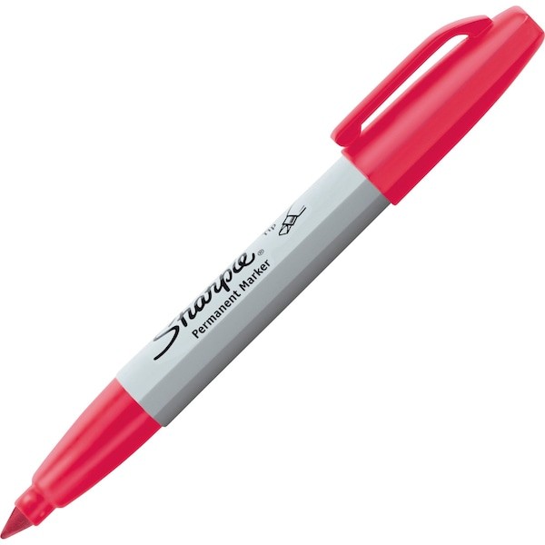 Sharpie 38202 Permanent Marker, Red, Chisel Tip, Capped, 12 Pk