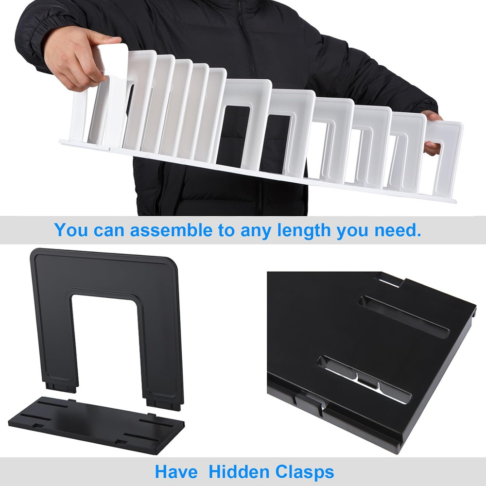 Adjustable Vertical File Sorter Sturdy Plastic Expandable Upright File Holder, D