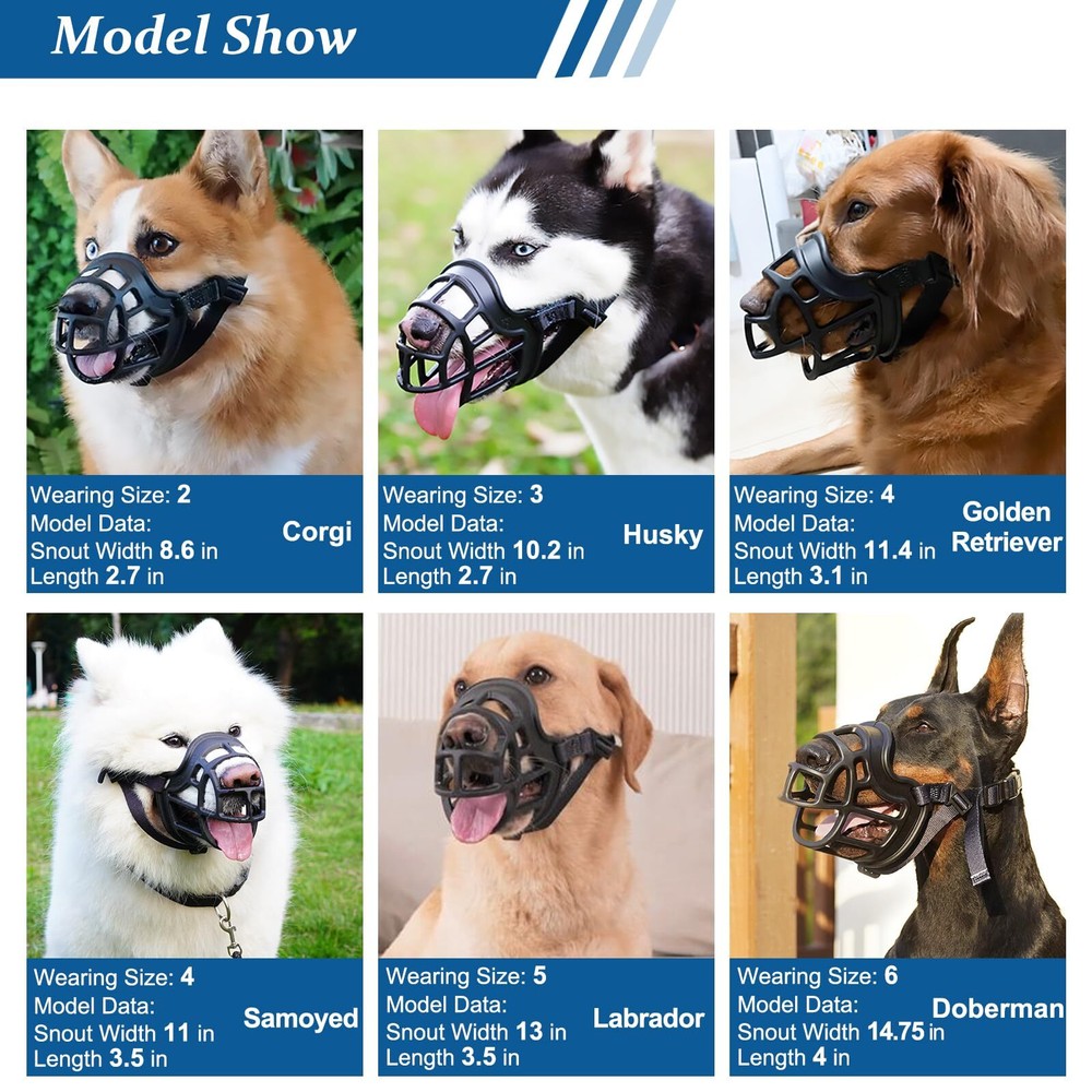 Dog Muzzle Basket Muzzle Anti Biting Chewing Sturdy Lightweight Muzzle Allows...