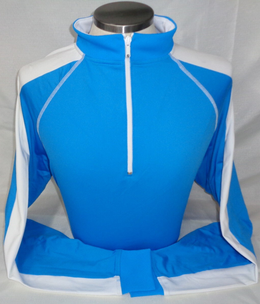 NEW FOOTJOY drirelease PERFORMANCE 1/2 ZIP PULLOVER JACKET, BLUE/WHITE, LARGE