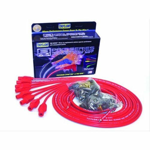 Taylor 70254 Spark Plug Wires Pro Wire Solid Core 8mm Red Straight Boots