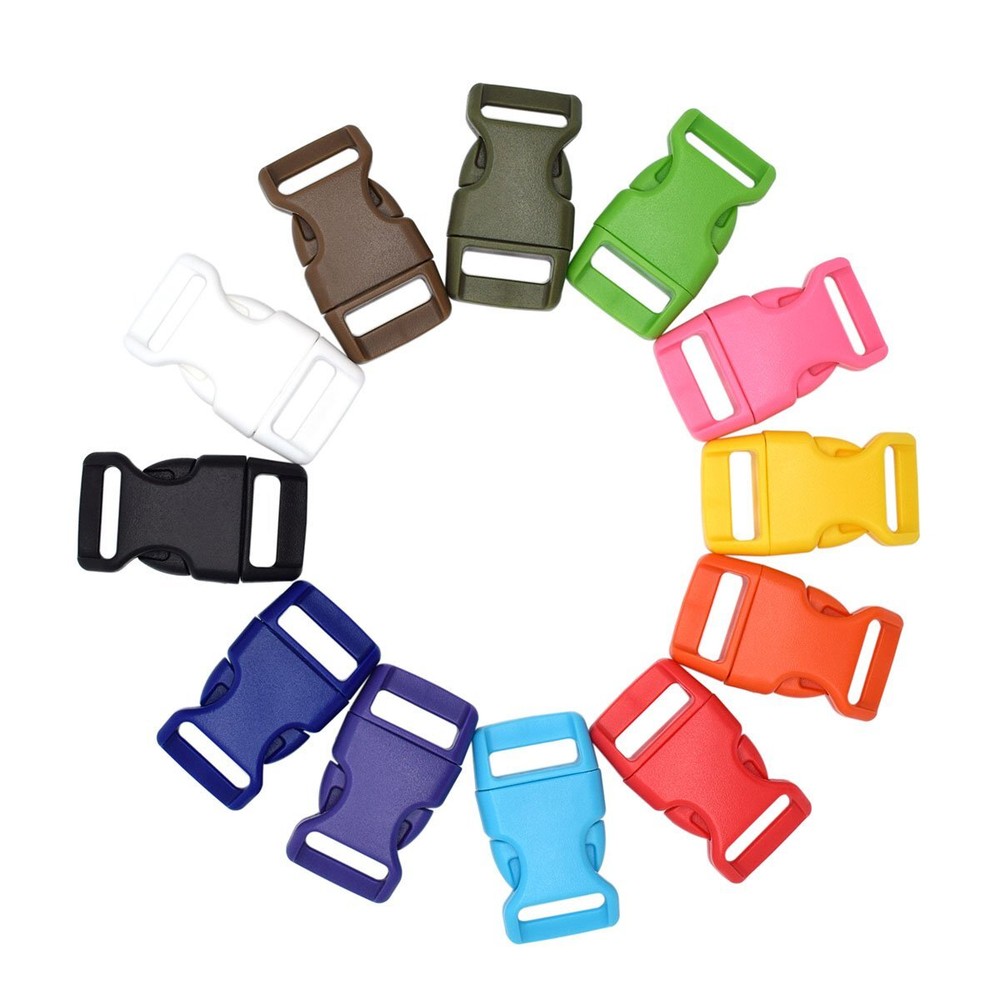 12 Colors Curved 5/8 Side Release Plastic Buckles 60 Pack