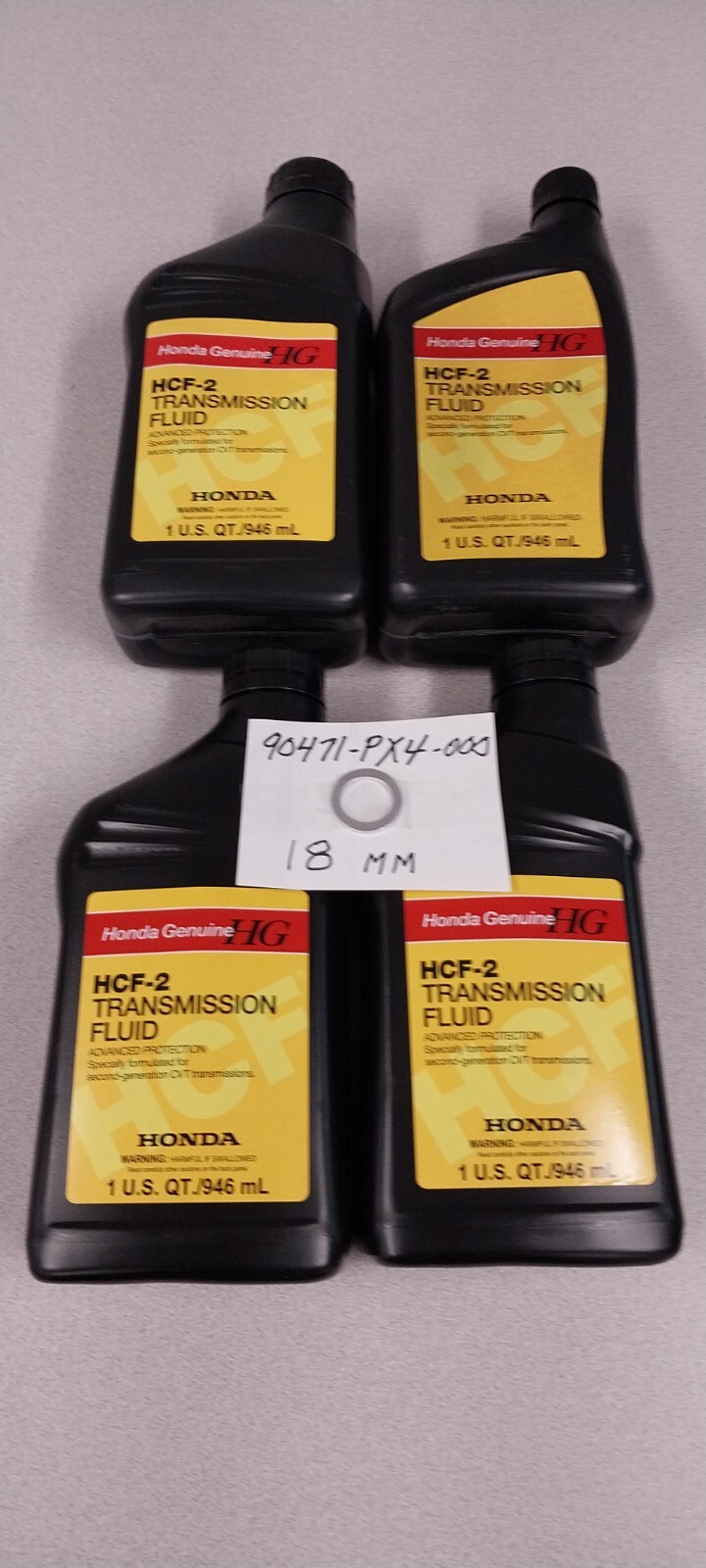 4 X Quarts Genuine Honda Oem HCF-2 Fluid W/Crush Gasket 08200-HCF2