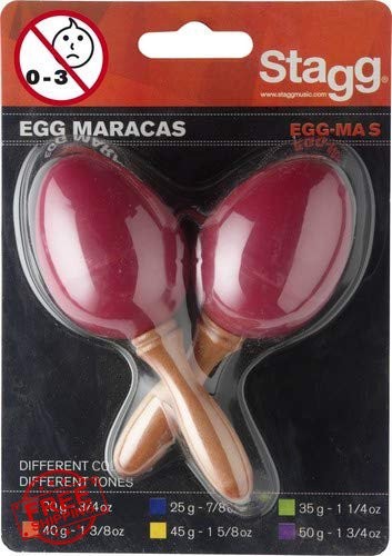 Stagg EGG-MA Red Egg Maracas Pair Long Handle