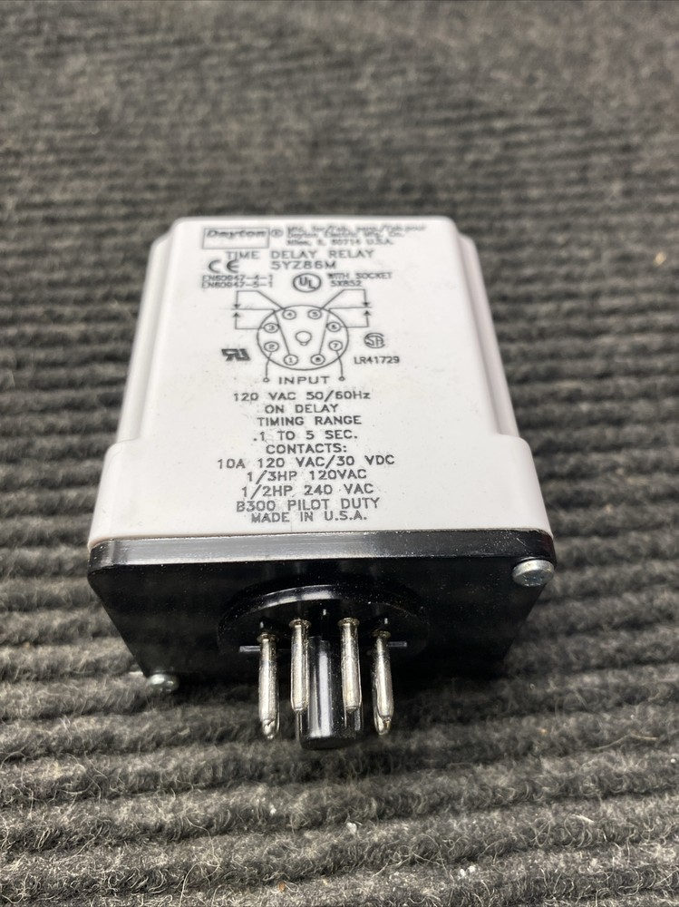 NEW DAYTON 5YZ86M TIMER TIME DELAY RELAY .1SEC-5 SEC